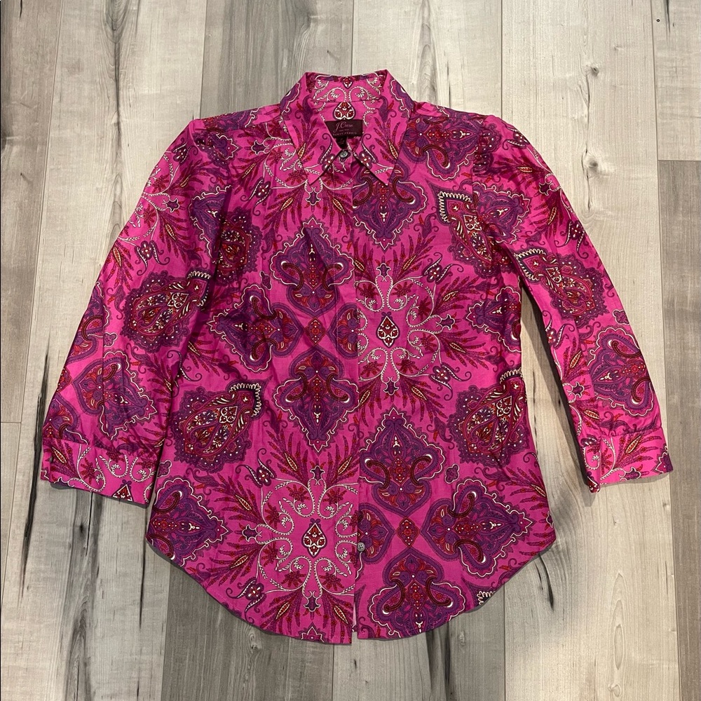 J. Crew Liberty Lady Paisley Puff-Sleeve Poplin
Shirt Size 2